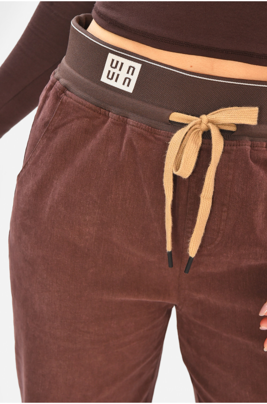 Штаны женские однотонные бордового цвета 510-4 208386