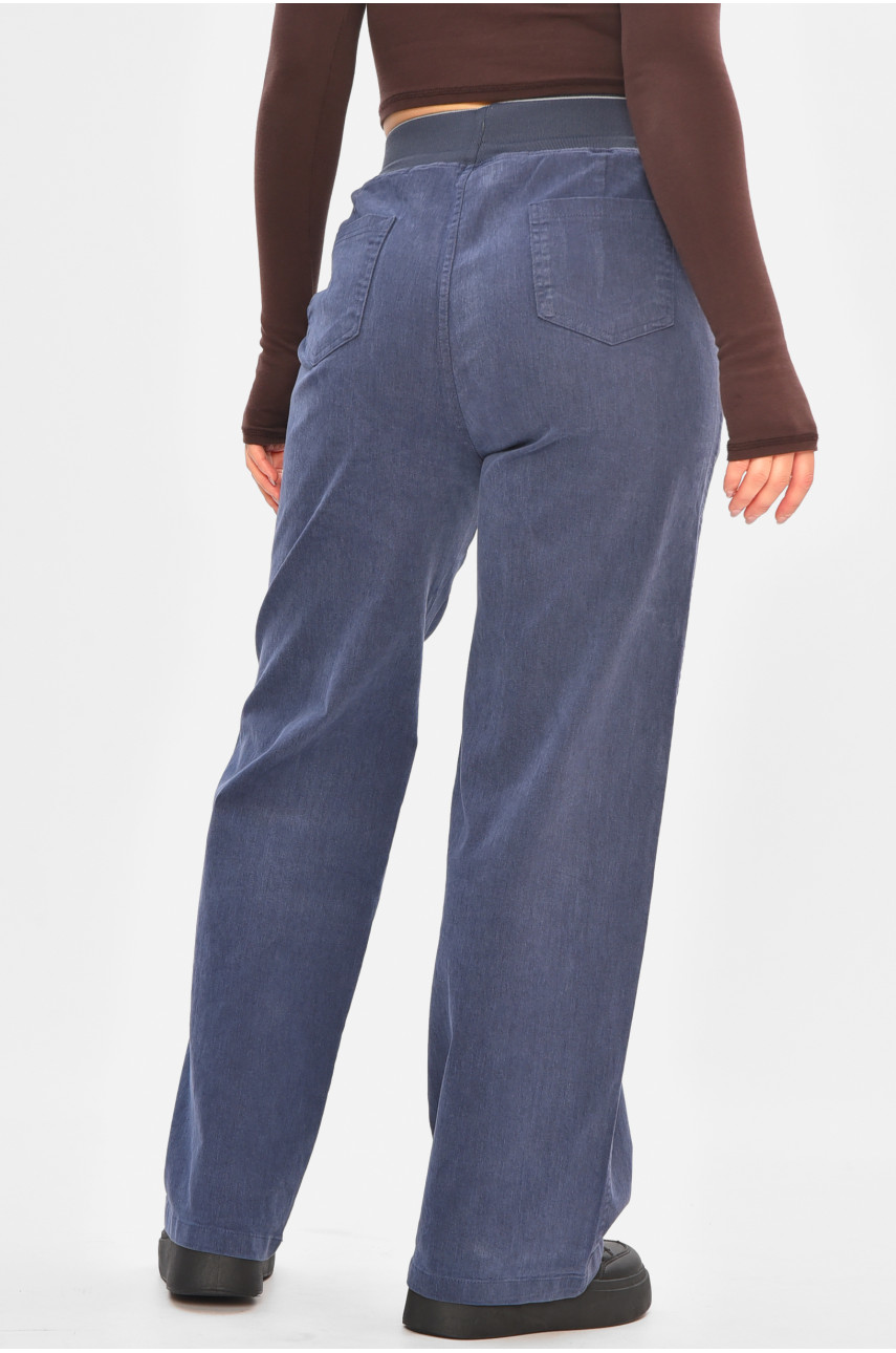 Штаны женские однотонные тёмно-синего цвета 510-4 208387