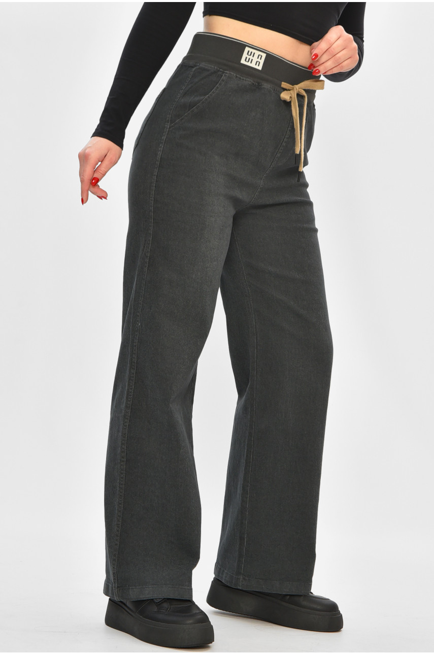 Штаны женские однотонные тёмно-серого цвета 510-4 208391
