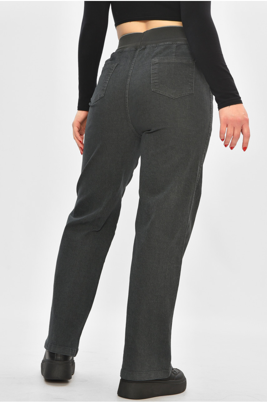 Штаны женские однотонные тёмно-серого цвета 510-4 208391