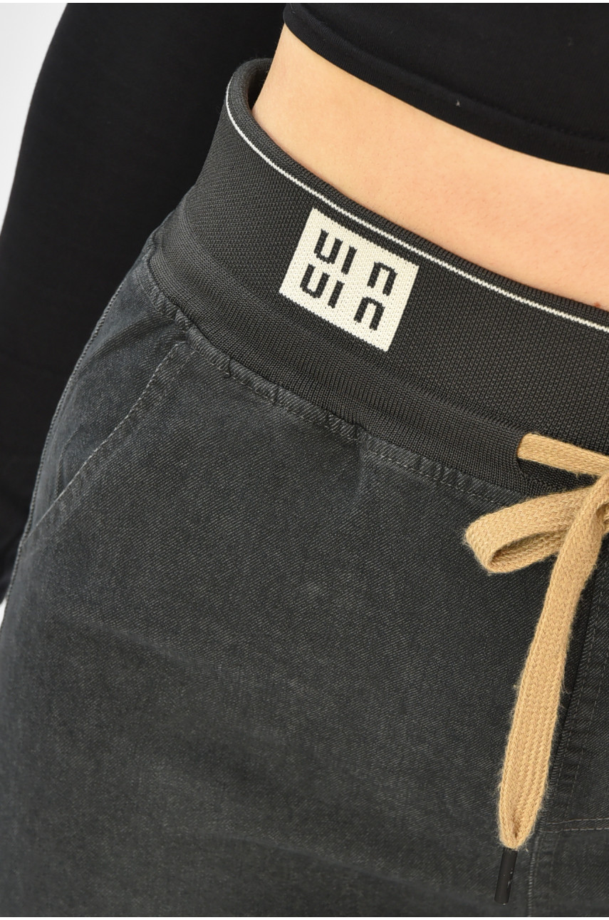 Штаны женские однотонные тёмно-серого цвета 510-4 208391