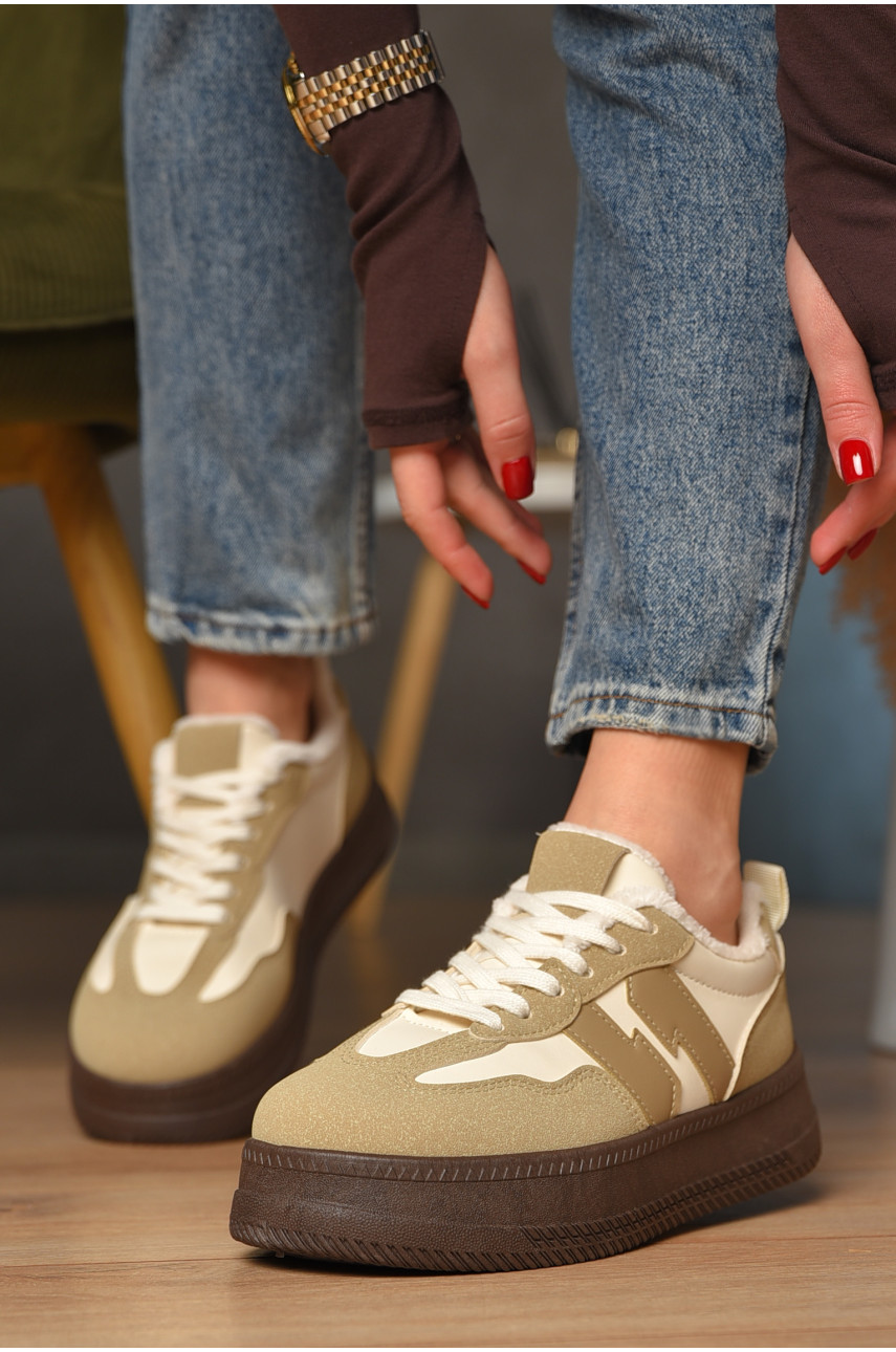 Кроссовки женские демисезонные светло-бежевого цвета 777-2636 208392