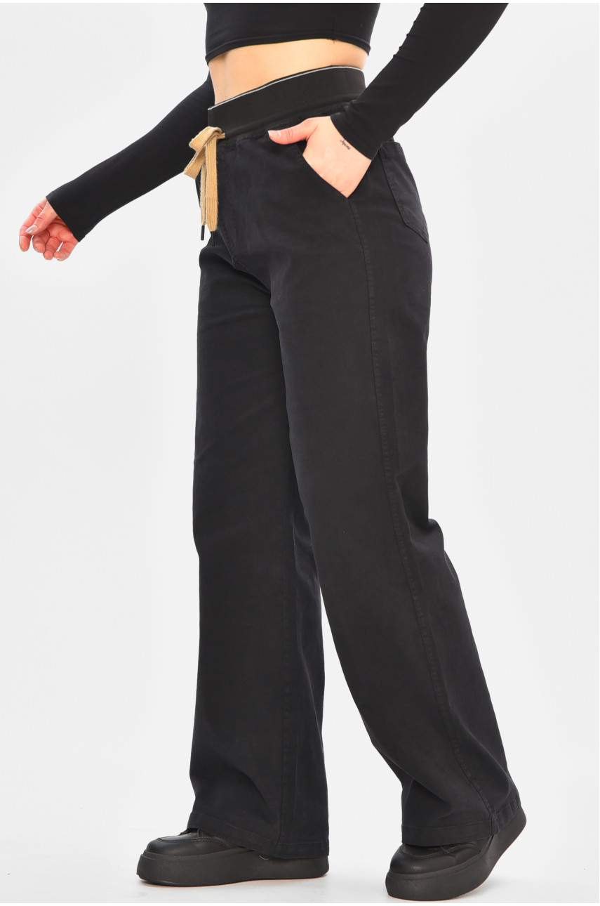 Штаны женские однотонные черного цвета 510-4 208393