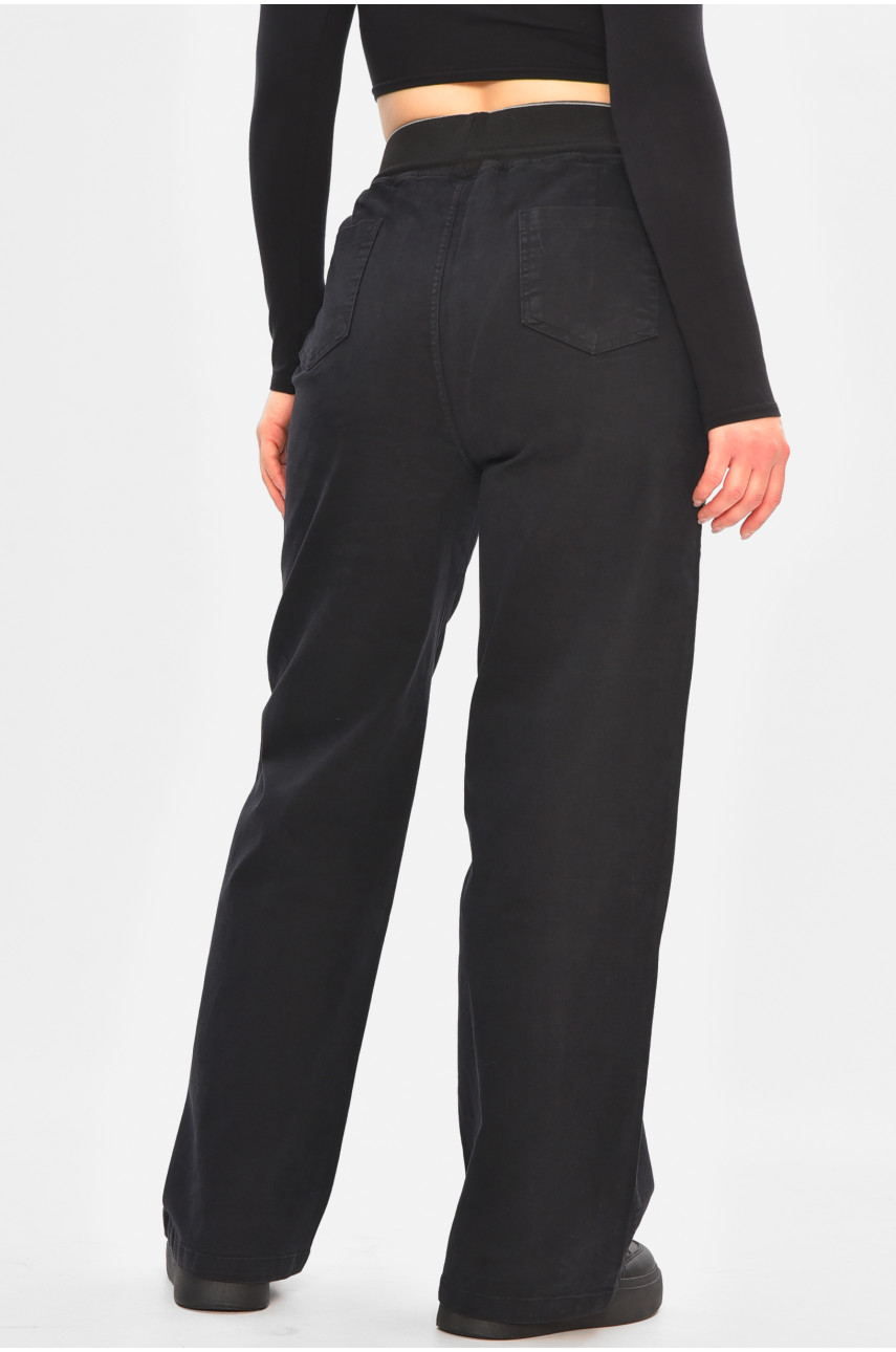 Штаны женские однотонные черного цвета 510-4 208393