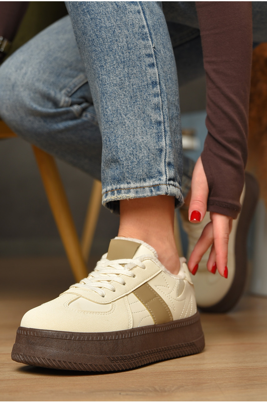 Кроссовки женские демисезонные светло-бежевого цвета 777-2631 208394