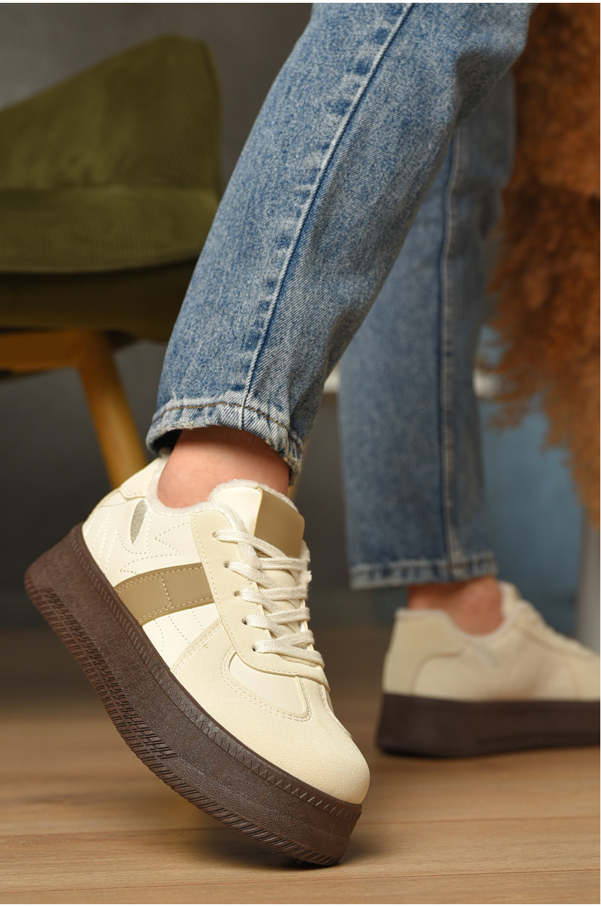 Кроссовки женские демисезонные светло-бежевого цвета 777-2631 208394