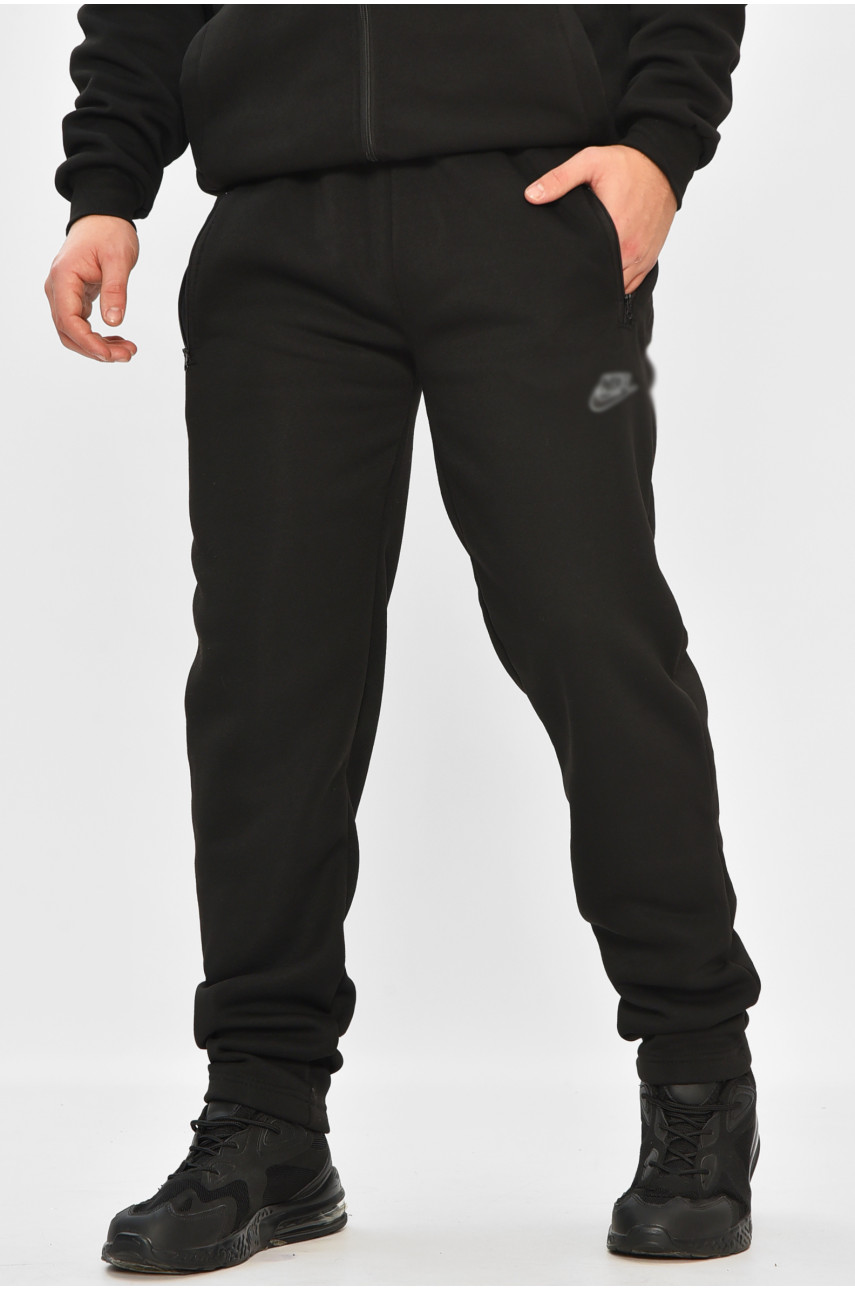 Спортивные штаны мужские на флисе черного цвета 4 208400