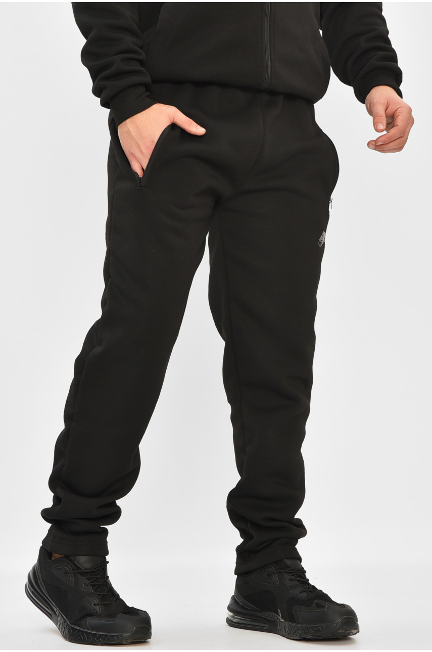 Спортивные штаны мужские на флисе черного цвета 4 208400