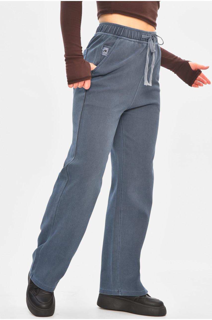 Штаны женские однотонные тёмно-синего цвета 571-4 208405