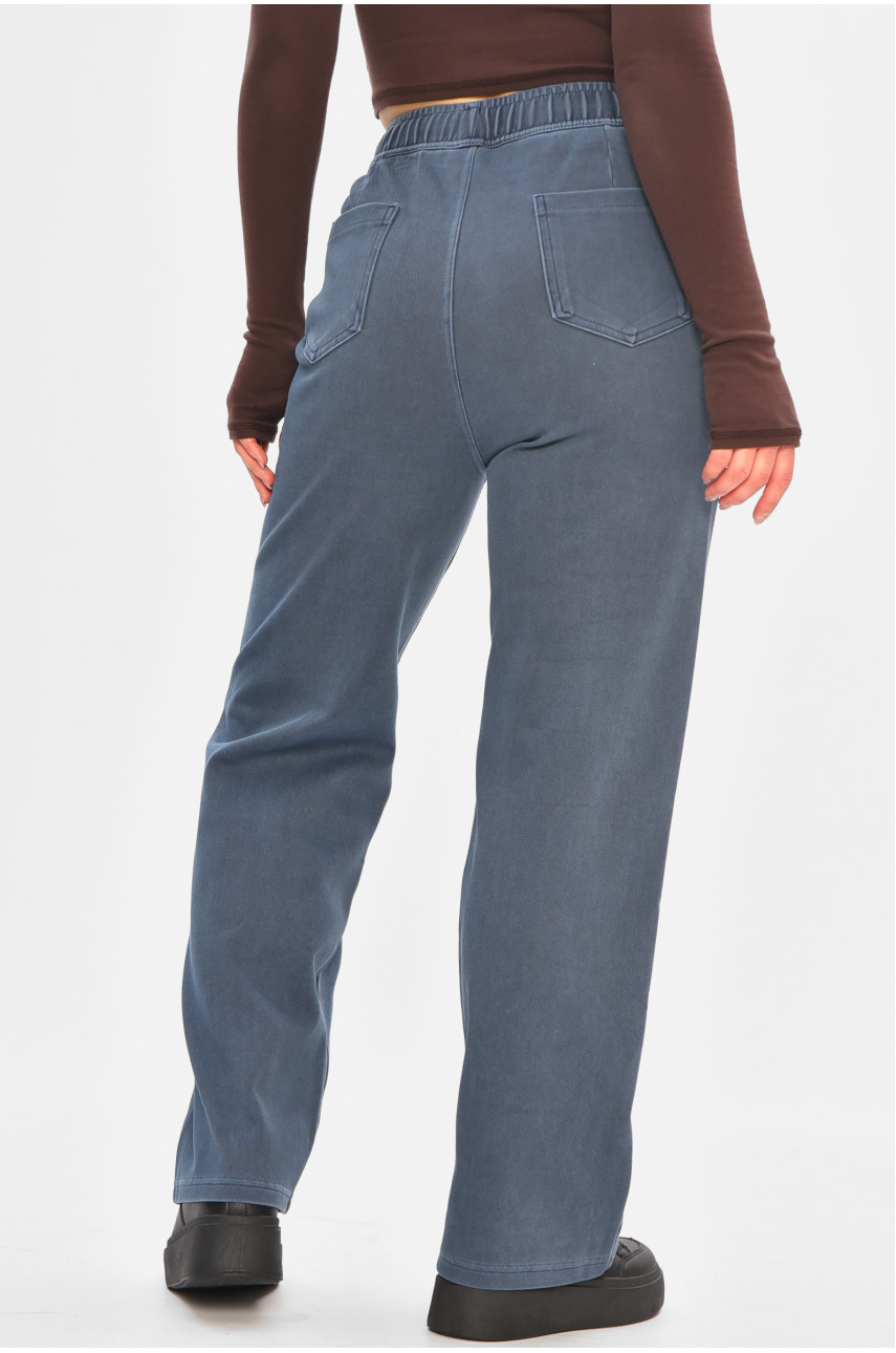 Штаны женские однотонные тёмно-синего цвета 571-4 208405