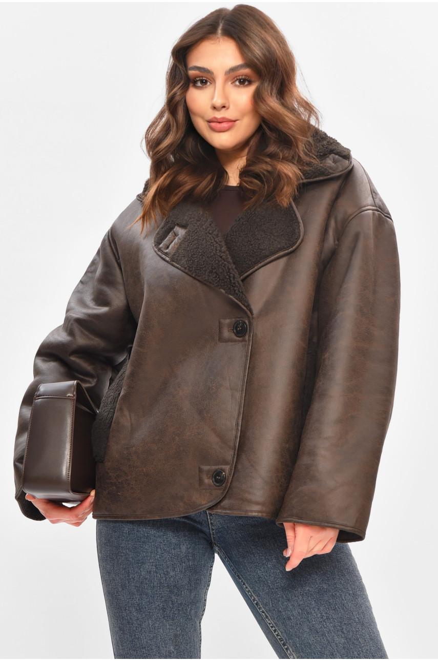 Дублянка жіноча шоколадного кольору 242 208408