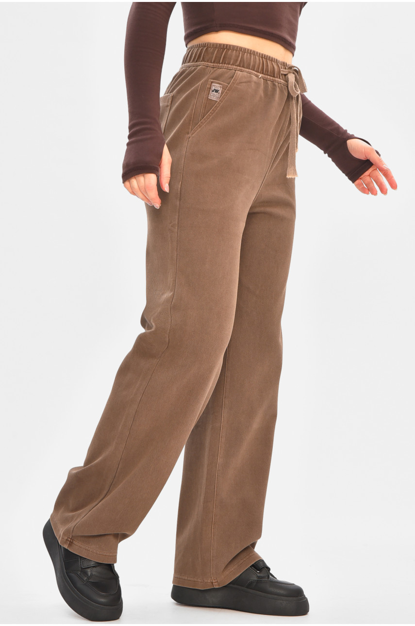 Штаны женские однотонные тёмно-коричневого цвета 571-4 208410