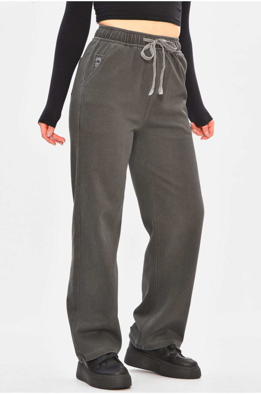 Штаны женские однотонные тёмно-серого цвета 571-4 208413