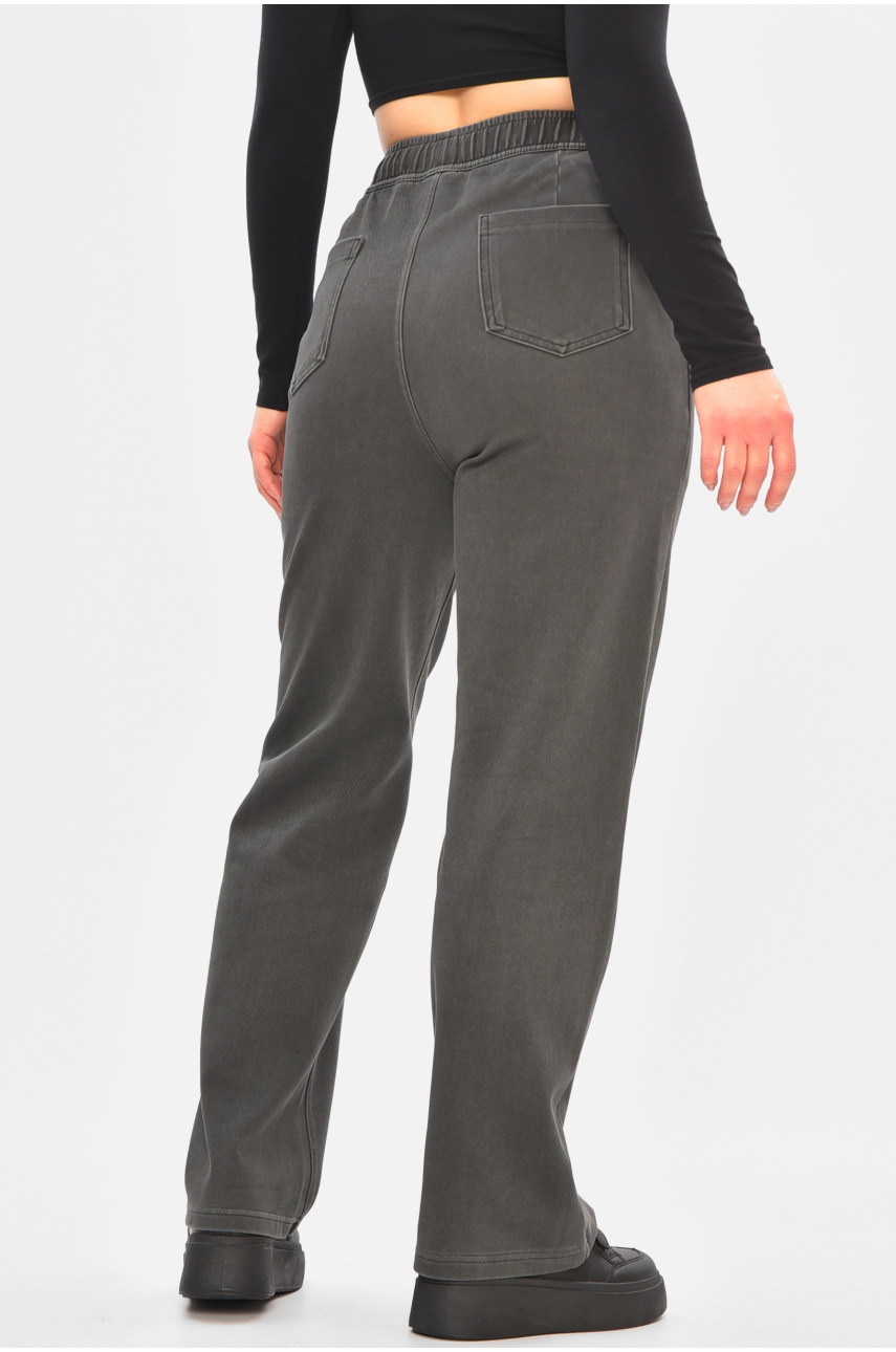 Штаны женские однотонные тёмно-серого цвета 571-4 208413