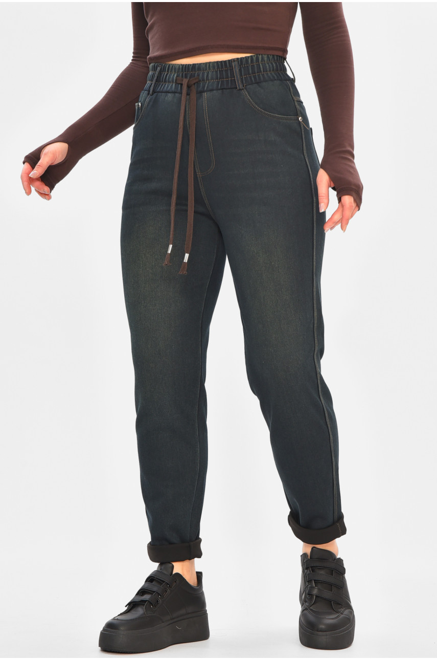 Джинсы женские однотонные тёмно-синего цвета 773-1В 208416