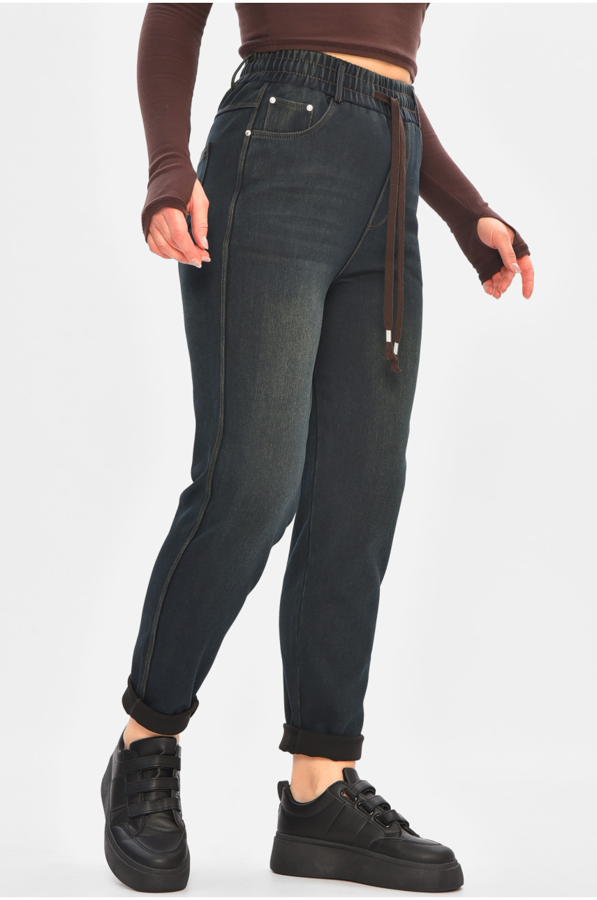 Джинсы женские однотонные тёмно-синего цвета 773-1В 208416