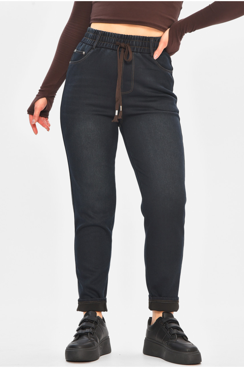 Джинсы женские однотонные тёмно-синего цвета 773-1А 208417