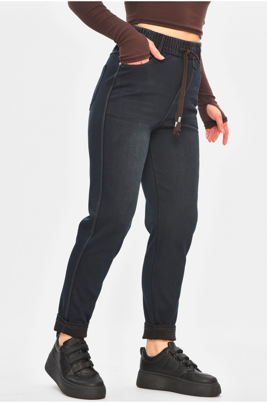 Джинсы женские однотонные тёмно-синего цвета 773-1А 208417