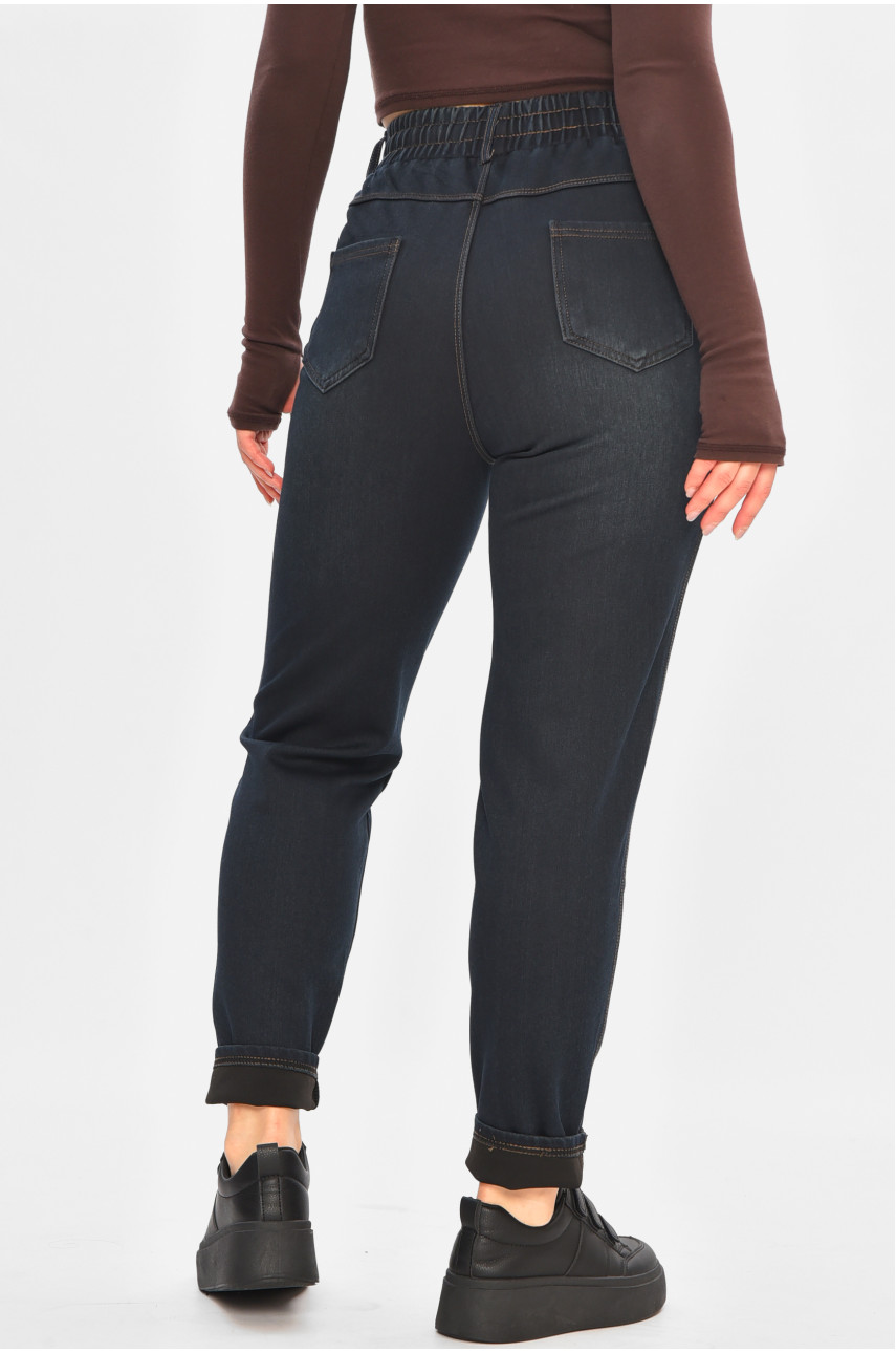Джинсы женские однотонные тёмно-синего цвета 773-1А 208417