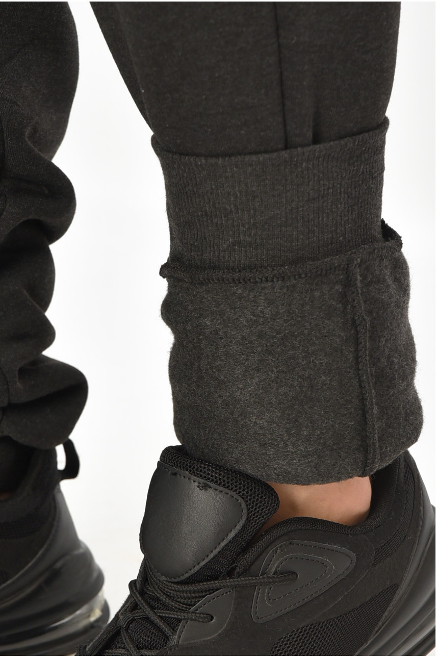 Спортивные штаны мужские на флисе черного цвета А924-9 208418