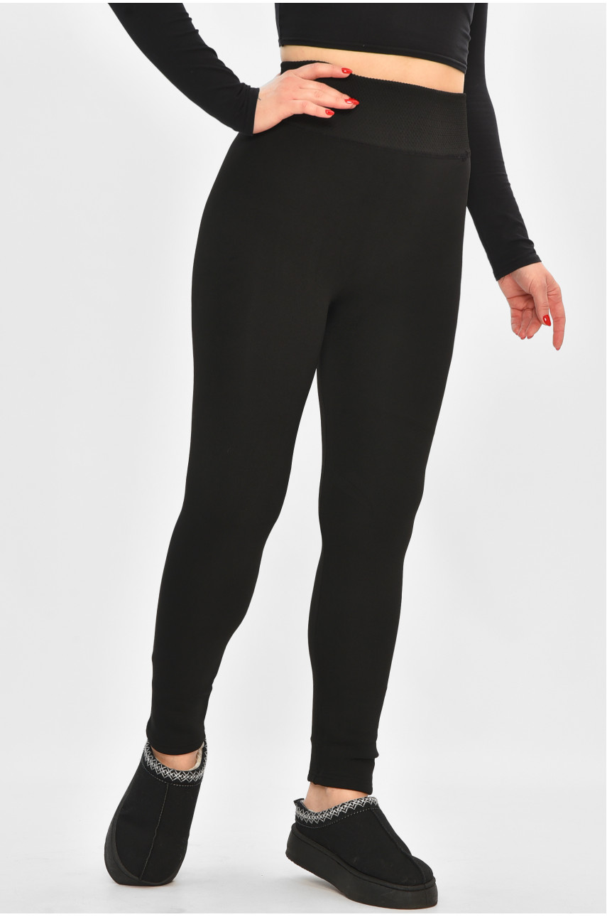 Лосины женские на искусственном меху черного цвета А940 208419