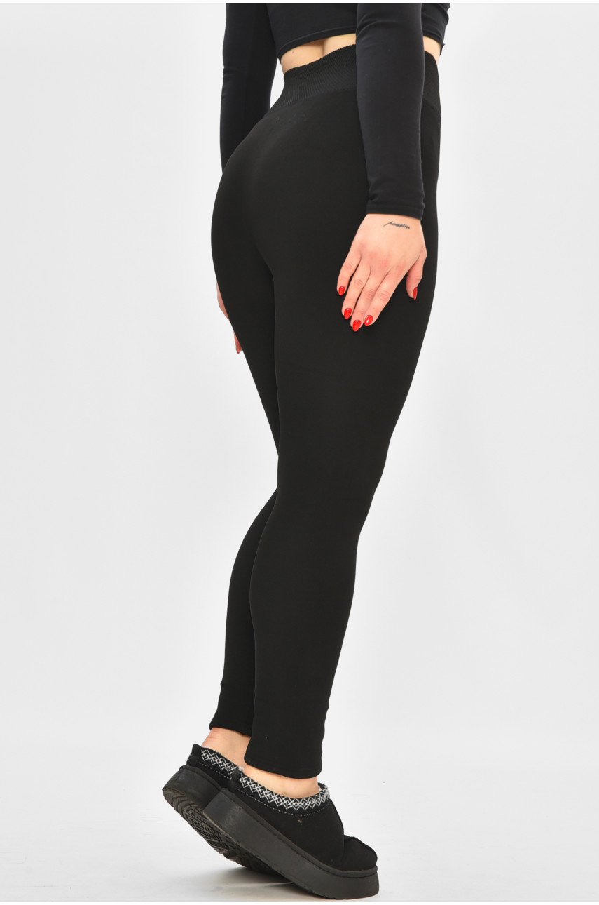 Лосины женские на искусственном меху черного цвета А940 208419