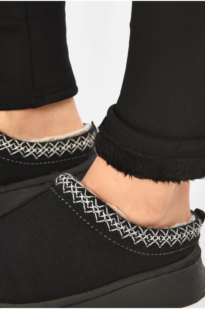 Лосины женские на искусственном меху черного цвета А940 208419