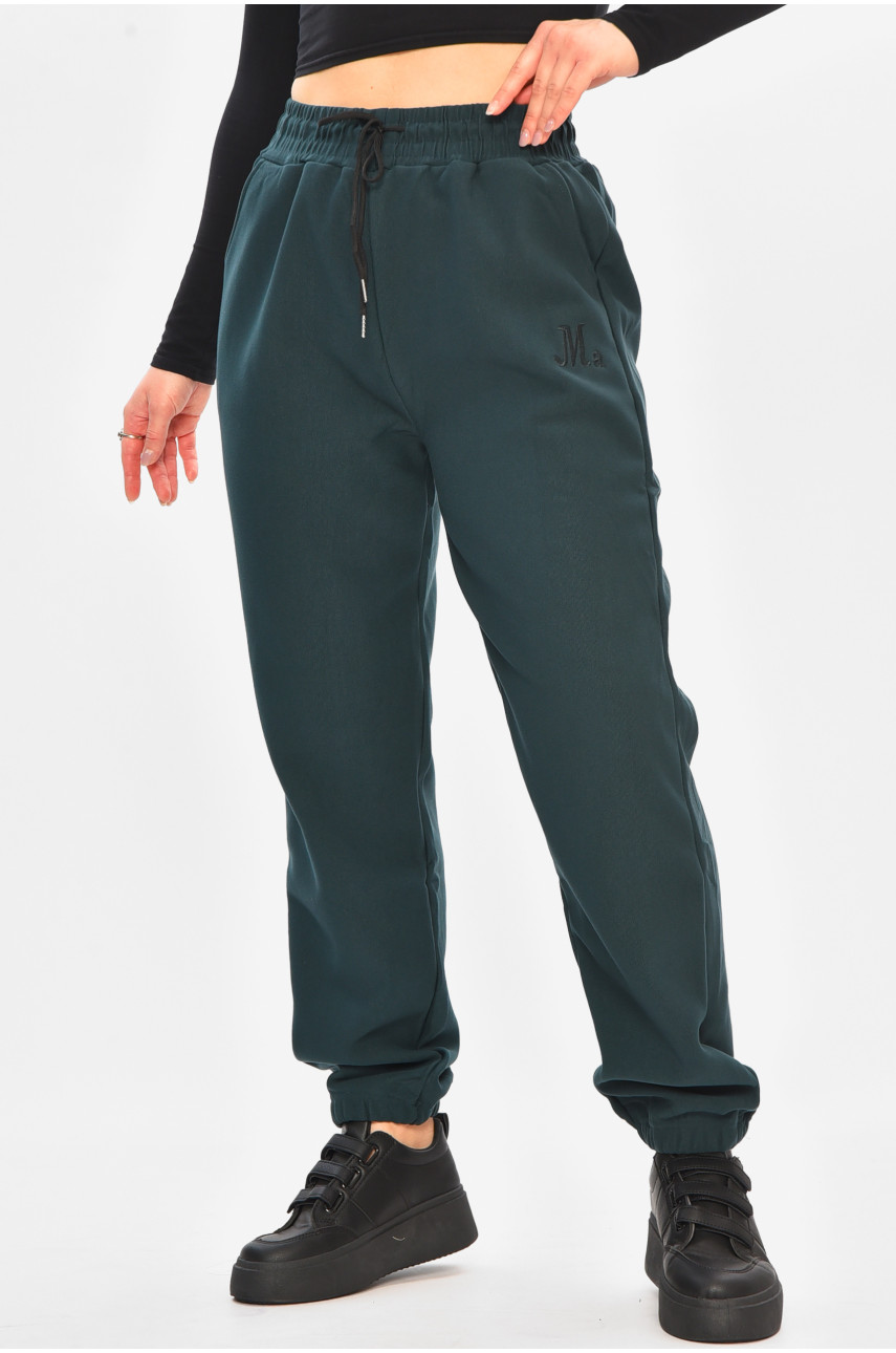 Спортивные штаны женские на флисе тёмно-зеленого цвета А2109-2 208420