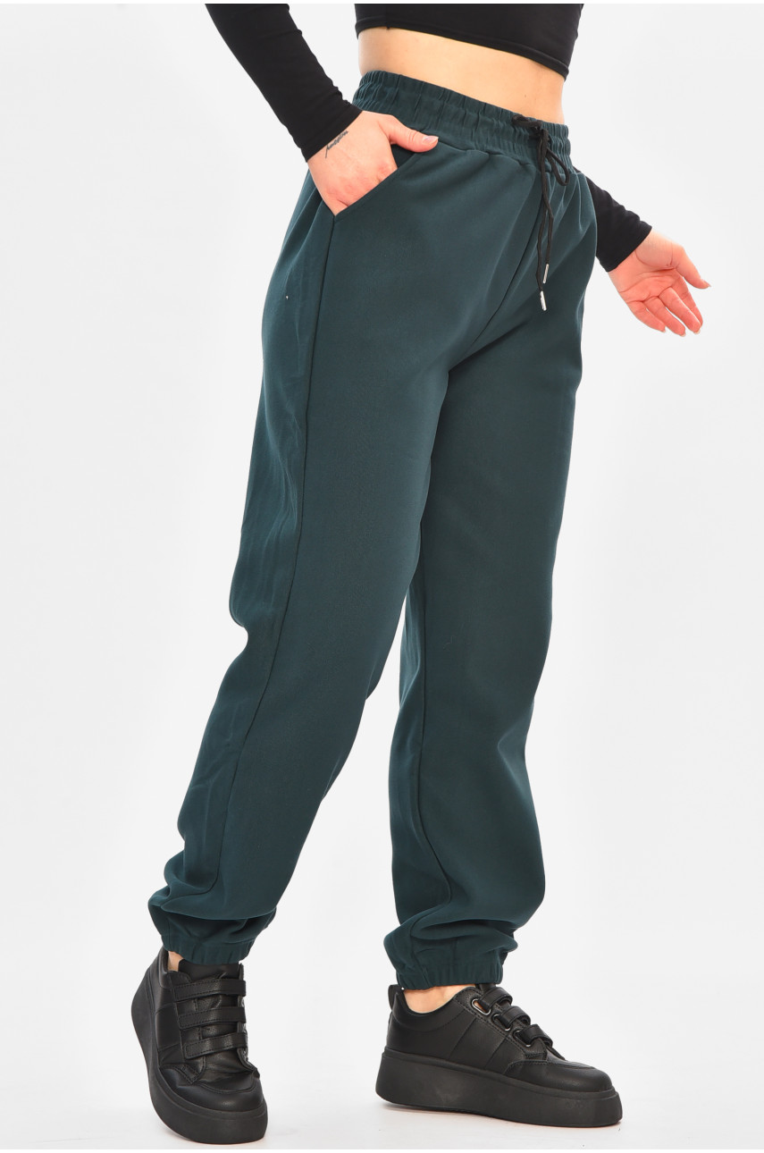 Спортивные штаны женские на флисе тёмно-зеленого цвета А2109-2 208420