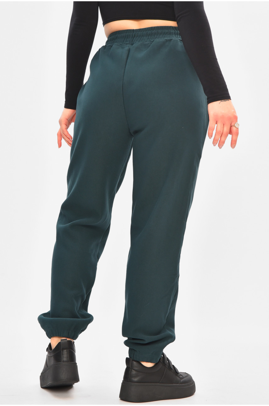 Спортивные штаны женские на флисе тёмно-зеленого цвета А2109-2 208420