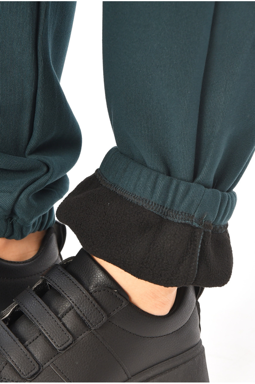 Спортивные штаны женские на флисе тёмно-зеленого цвета А2109-2 208420