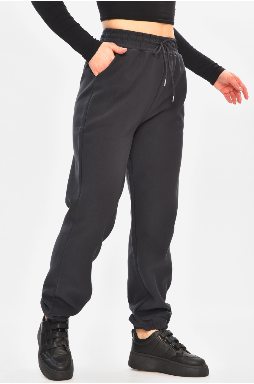 Спортивные штаны женские на флисе тёмно-синего цвета А2109-2 208422