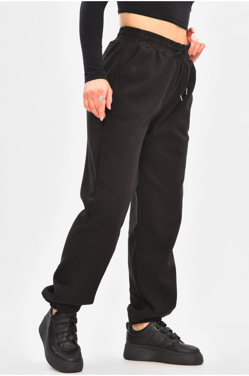Спортивные штаны женские на флисе черного цвета А2109-2 208423