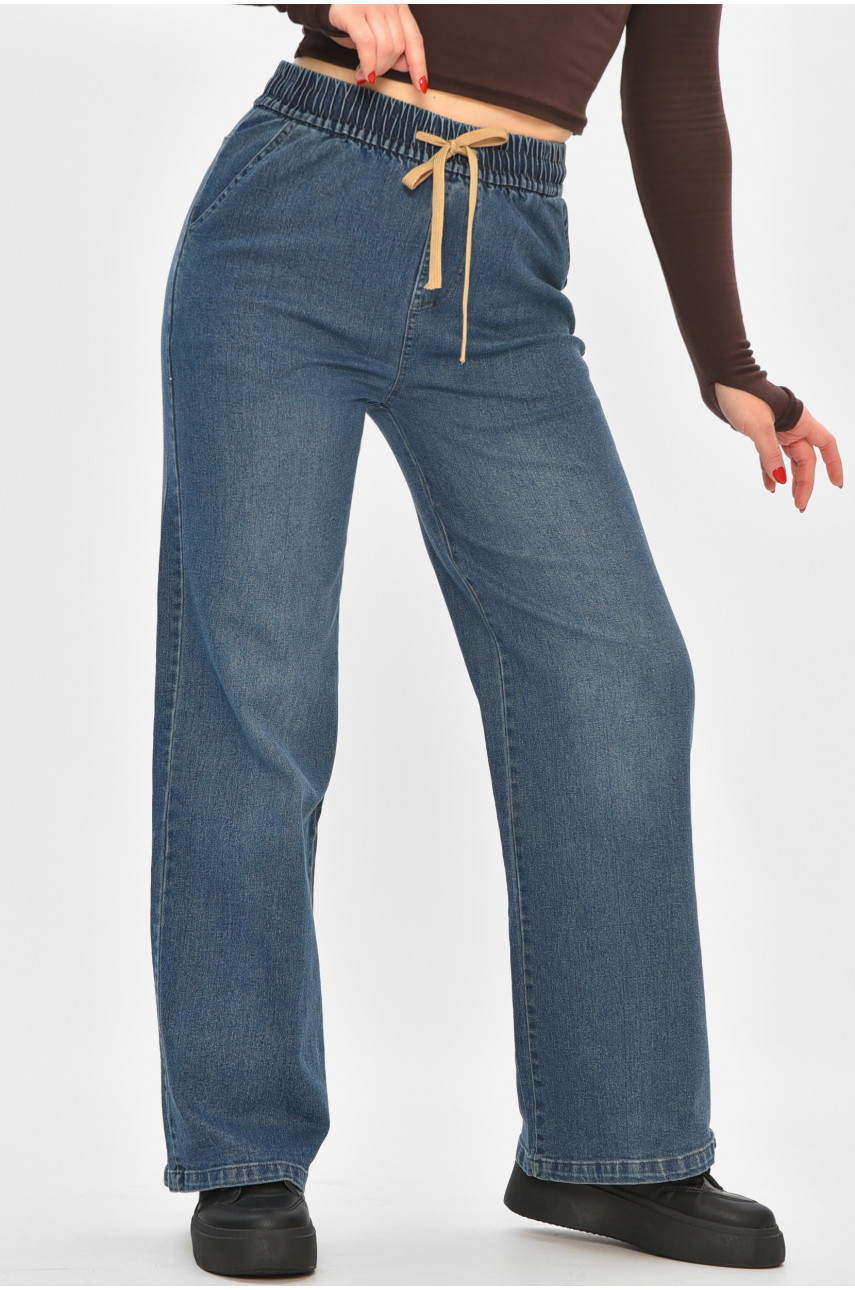 Джинсы женские однотонные тёмно-синего цвета 9134 208424