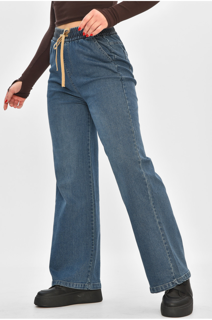 Джинсы женские однотонные тёмно-синего цвета 9134 208424