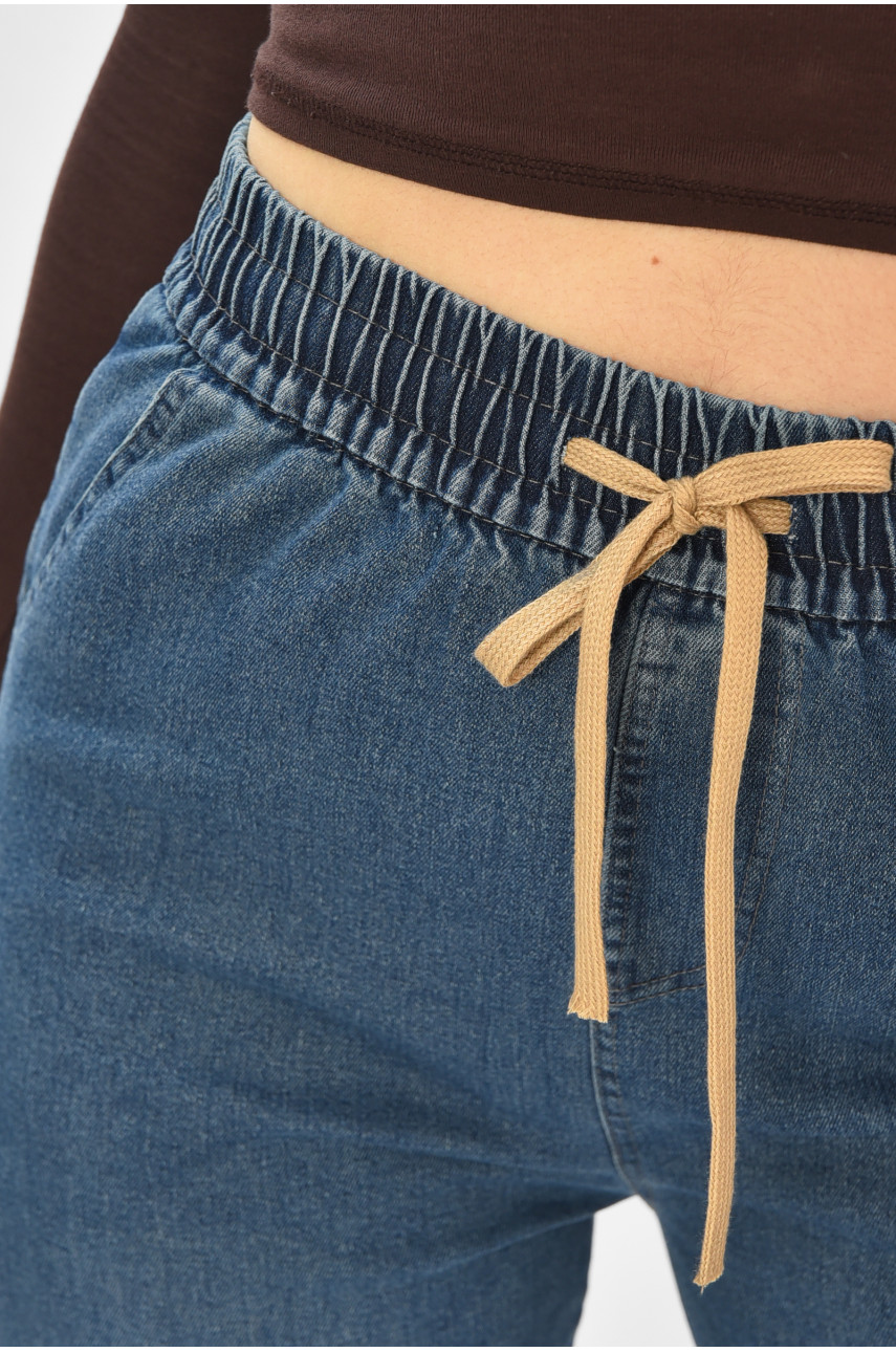 Джинсы женские однотонные тёмно-синего цвета 9134 208424