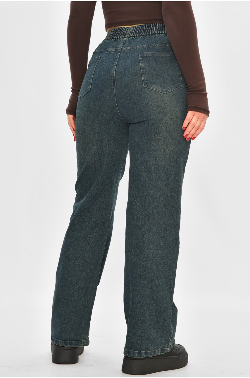 Джинсы женские однотонные тёмно-синего цвета 9134 208425