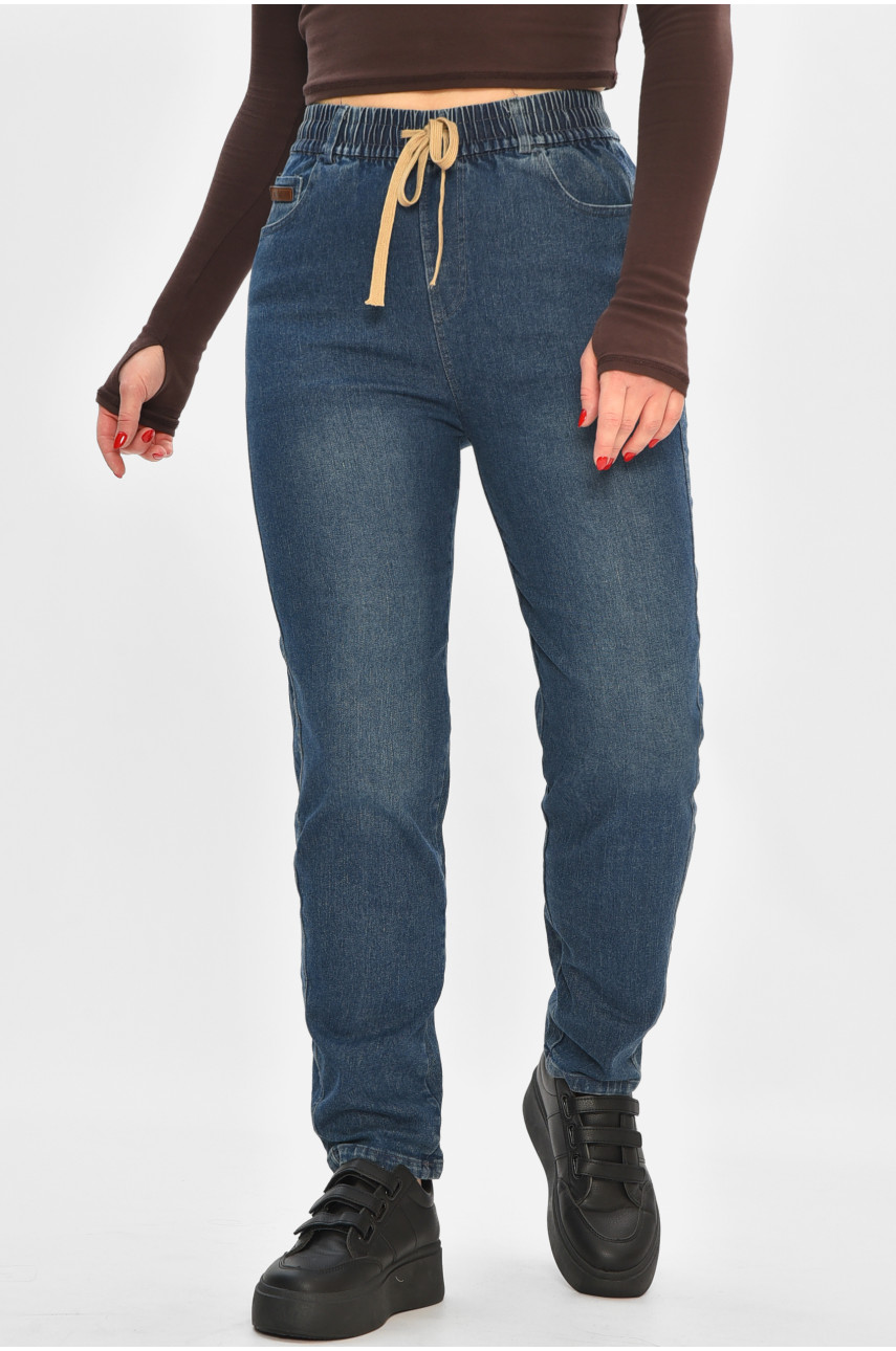 Джинсы женские однотонные тёмно-синего цвета 9131 208426
