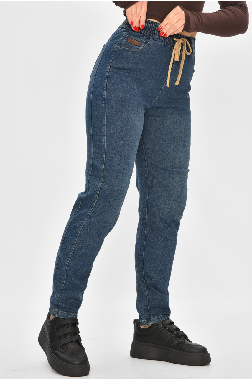 Джинсы женские однотонные тёмно-синего цвета 9131 208426