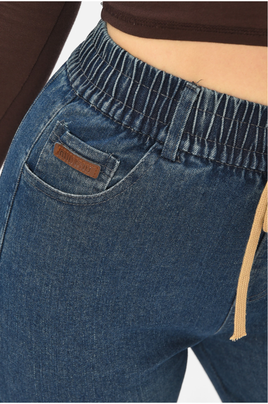 Джинсы женские однотонные тёмно-синего цвета 9131 208426