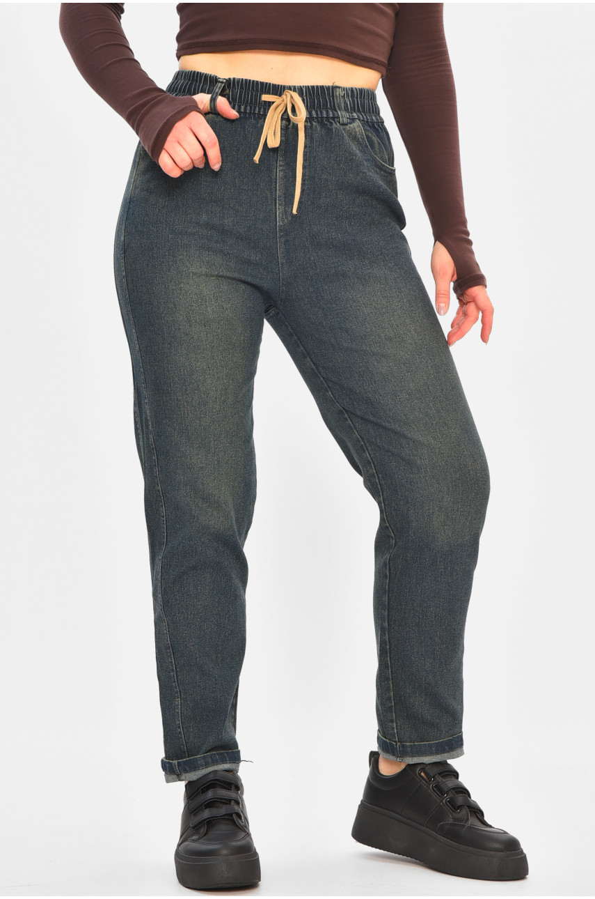 Джинсы женские однотонные тёмно-синего цвета 9131 208427