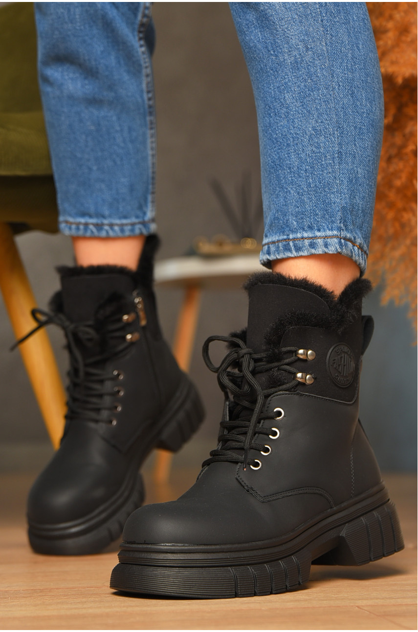 Ботинки женские зимние черного цвета 600-1 208456
