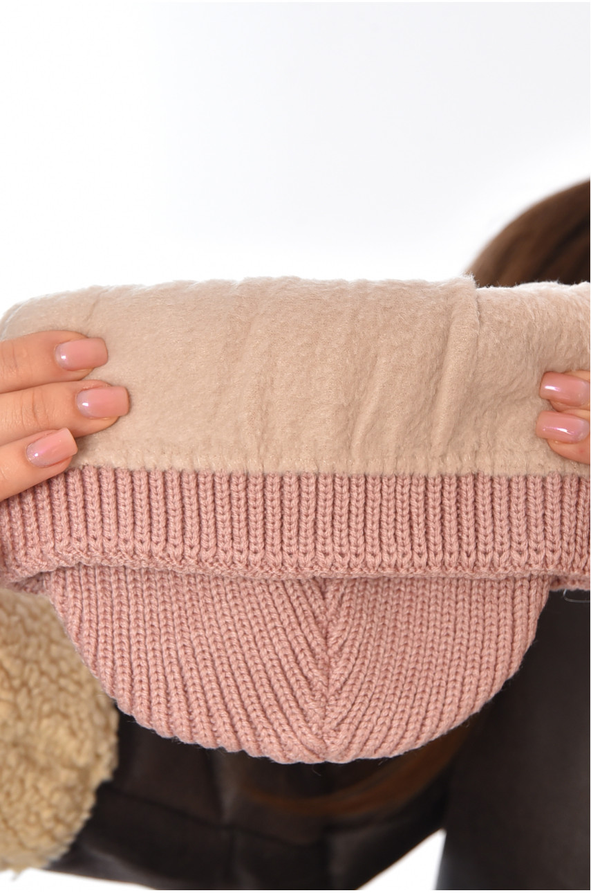 Шапка женская на флисе розового  цвета 208469