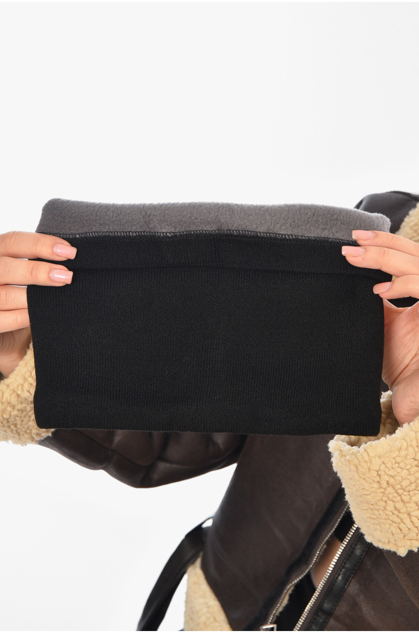 Шапка женская + хомут на флисе черного цвета 208478