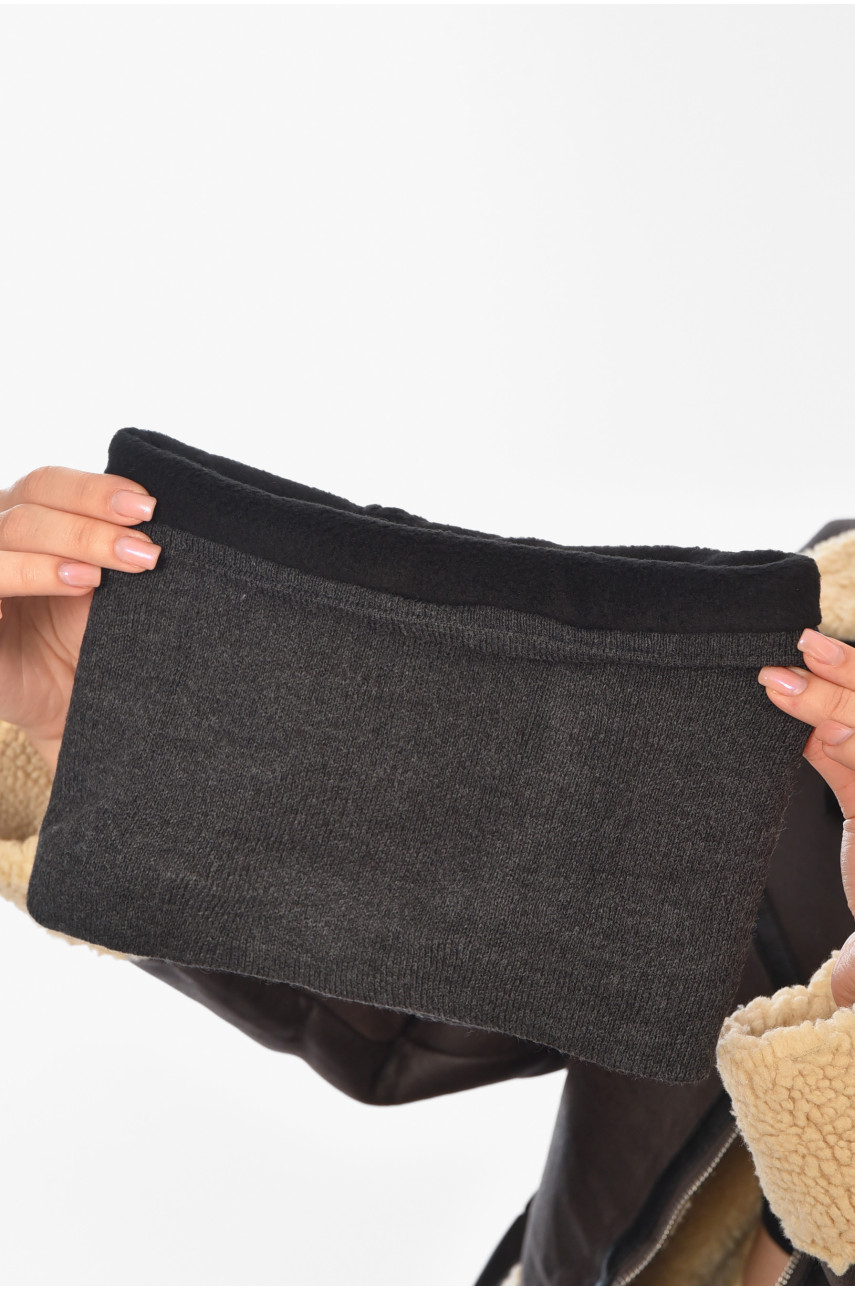 Шапка женская + хомут на флисе серого цвета 208479