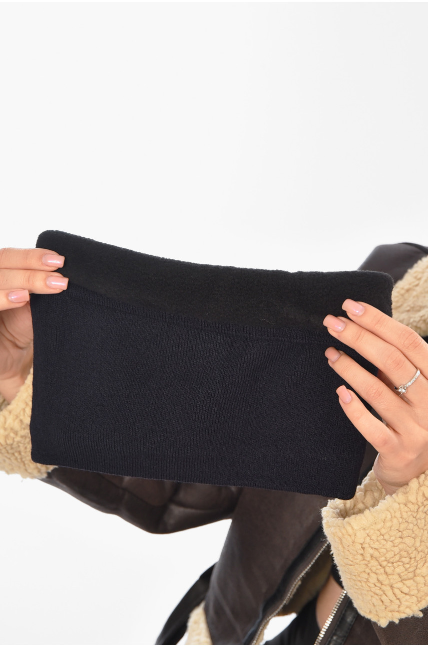 Шапка женская + хомут на флисе темно-синего цвета 208480