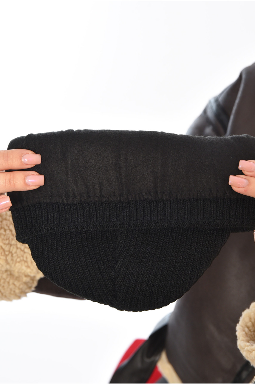 Шапка женская на флисе черного цвета 208482