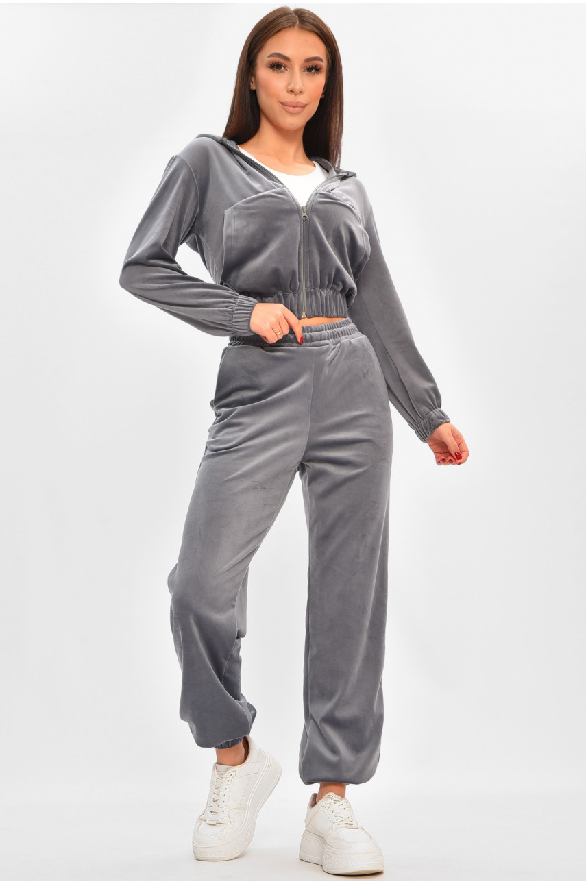 Спортивный костюм женский однотонный тёмно-серого цвета 1658-1 208483