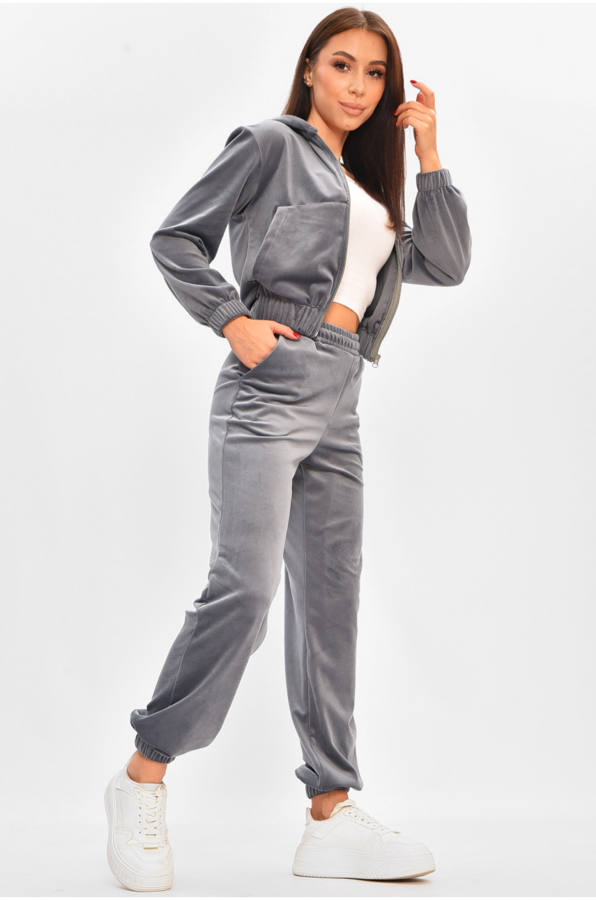 Спортивный костюм женский однотонный тёмно-серого цвета 1658-1 208483