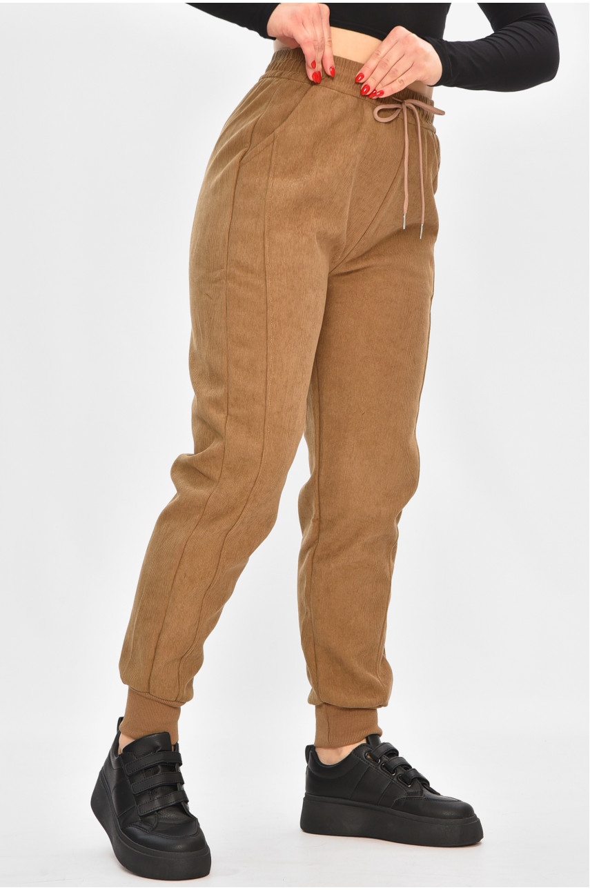 Спортивные штаны женские на искусственном меху бежевого цвета 2039 208487